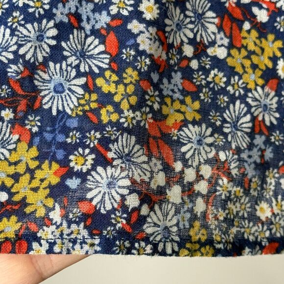 Old Navy Womens Popover Tunic Top XL Blue Red Floral Linen Sheer Vacation Spring - Picture 11 of 11